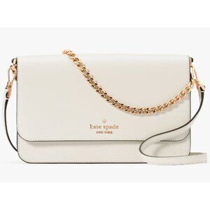 S Kate Spade Madison Flap Crossbody Bag White Leather Purse KC430 NWT Ivory